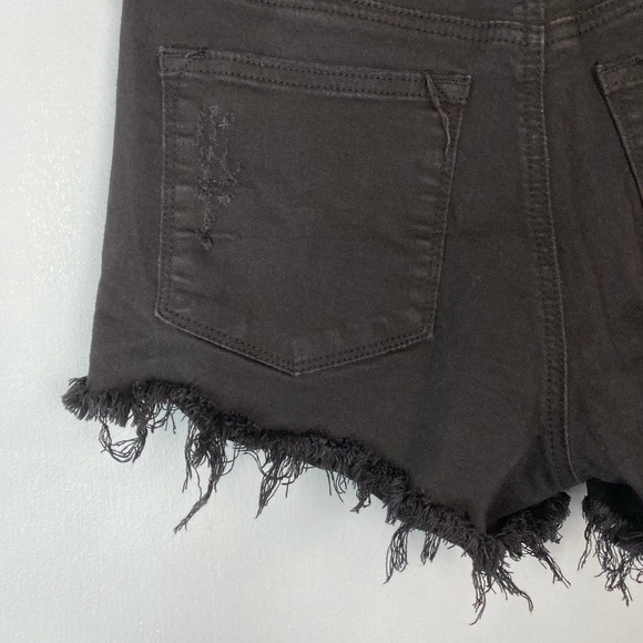 Kancan Black Distressed Destroyed Ripped Denim Raw Hem Jean Shorts Size 27 - Picture 12 of 16